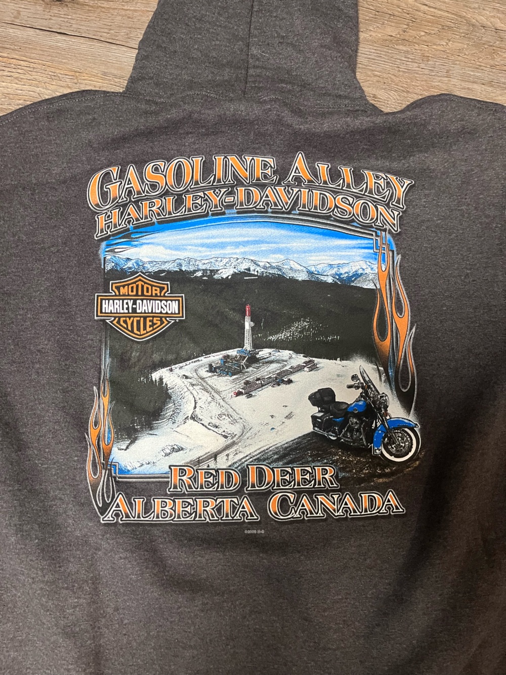 Harley-Davidson Dark Gray Hoodie with Vintage Logo Gasoline Alley Red Deer AB - Picture 3 of 4